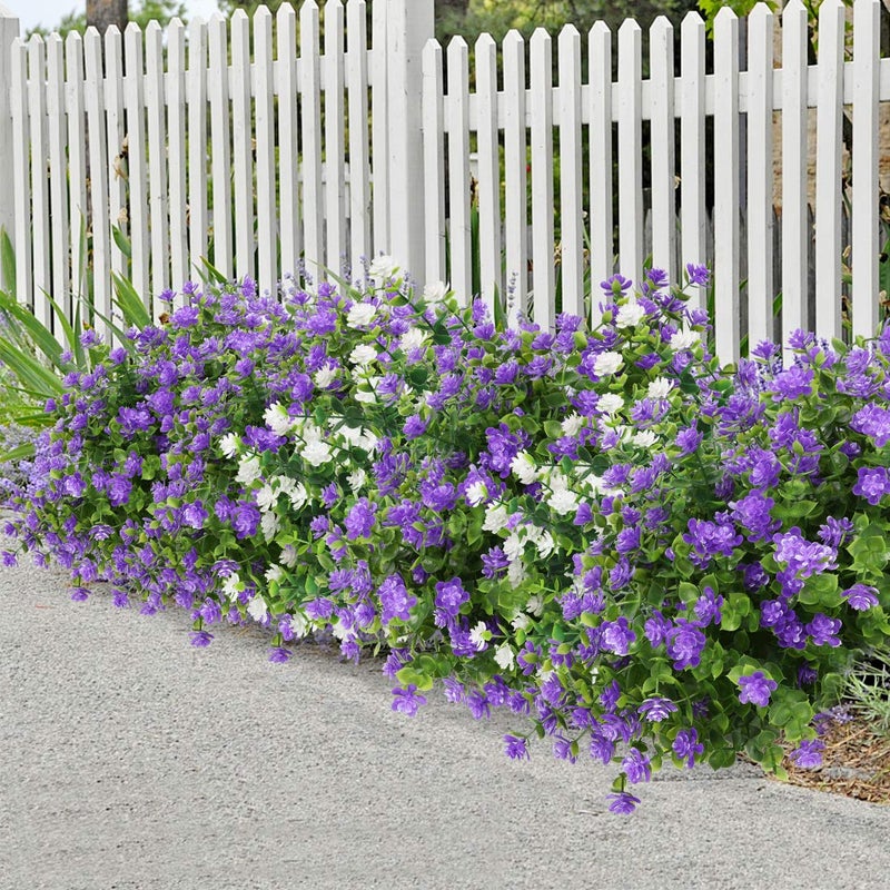 HAPLIA 6 Bundles Artificial Flowers, Fake Artificial Greenery UV Resistant No Fade Faux Plastic Plants for Wedding Bridle Bouquet Indoor Outdoor Home Garden Kitchen Office Table Vase (Purple) - Image 2